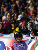 Winner Lara Gut of Switzerland reacts in finish area of the second run of Audi FIS Alpine skiing World cup giant slalom race. Women giant slalom race of Audi FIS Alpine skiing World cup 2013-2014 was held on Saturday, 26th of October 2013 on Rettenbach glacier above Soelden, Austria.
