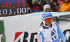 Andre Myhrer of Sweden reacts in finish of the second run of men Audi FIS Alpine skiing World cup giant slalom race. Men giant slalom race of Audi FIS Alpine skiing World cup 2013-2014 was held on Sunday, 27th of October 2013 on Rettenbach glacier above Soelden, Austria.
