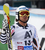 Sixth placed Marcus Sandell of Finland reacts in finish of the second run of men Audi FIS Alpine skiing World cup giant slalom race. Men giant slalom race of Audi FIS Alpine skiing World cup 2013-2014 was held on Sunday, 27th of October 2013 on Rettenbach glacier above Soelden, Austria.
