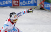 Second placed Alexis Pinturault of France reacts in finish of the second run of men Audi FIS Alpine skiing World cup giant slalom race. Men giant slalom race of Audi FIS Alpine skiing World cup 2013-2014 was held on Sunday, 27th of October 2013 on Rettenbach glacier above Soelden, Austria.
