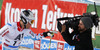 Second placed Alexis Pinturault of France reacts in finish of the second run of men Audi FIS Alpine skiing World cup giant slalom race. Men giant slalom race of Audi FIS Alpine skiing World cup 2013-2014 was held on Sunday, 27th of October 2013 on Rettenbach glacier above Soelden, Austria.
