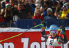 Winner Ted Ligety of USA reacts in finish of the second run of men Audi FIS Alpine skiing World cup giant slalom race. Men giant slalom race of Audi FIS Alpine skiing World cup 2013-2014 was held on Sunday, 27th of October 2013 on Rettenbach glacier above Soelden, Austria.
