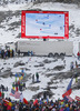 Winner Ted Ligety of USA skiing while few USA fans support him in finish of the second run of men Audi FIS Alpine skiing World cup giant slalom race. Men giant slalom race of Audi FIS Alpine skiing World cup 2013-2014 was held on Sunday, 27th of October 2013 on Rettenbach glacier above Soelden, Austria.
