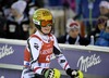 Christina Ager of Austria reacts after her 2nd run of ladies Slalom of FIS ski alpine world cup at the Levi Black course in Levi, Finland on 2013/11/16.
