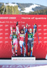 2nd place Tina Weirather of Lichtenstein, 1st place Lara Gut of Switzerland and 3rd place Elena Fanchini of Italy Celebrate on Podium after ladies Downhill of the Beaver Creek FIS Ski Alpine World Cup at the Birds of Prey Raptor in Beaver Creek, United States on 2012/11/29.
