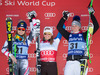 2nd place Anna Fenninger of Austria, 1st place Lara Gut of Switzerland and 1st place Nicole Hosp of Austria Celebrate on Podium after ladies Super-G of the Beaver Creek FIS Ski Alpine World Cup at the Birds of Prey Raptor in Beaver Creek, United States on 2012/11/30.
