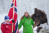 Anne Price of the Raptor foundation with Eagle after mens downhill of the Beaver Creek FIS Ski Alpine World Cup at the Birds of Prey in Beaver Creek, United States on 2012/12/06.
