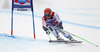 Patrick Kueng of Switzerland skiing during men Super-G race of Audi FIS Alpine skiing World cup in Val Gardena, Italy. Super-G race of Audi FIS Alpine skiing World cup 2013-2014 was held on Friday, 20th of December 2013 on Saslong course in Val Gardena, Italy.
