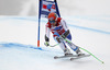 Patrick Kueng of Switzerland skiing during men Super-G race of Audi FIS Alpine skiing World cup in Val Gardena, Italy. Super-G race of Audi FIS Alpine skiing World cup 2013-2014 was held on Friday, 20th of December 2013 on Saslong course in Val Gardena, Italy.
