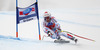 Third placed Adrien Theaux of France skiing during men Super-G race of Audi FIS Alpine skiing World cup in Val Gardena, Italy. Super-G race of Audi FIS Alpine skiing World cup 2013-2014 was held on Friday, 20th of December 2013 on Saslong course in Val Gardena, Italy.
