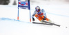 Winner Aksel Lund Svindal of Norway skiing during men Super-G race of Audi FIS Alpine skiing World cup in Val Gardena, Italy. Super-G race of Audi FIS Alpine skiing World cup 2013-2014 was held on Friday, 20th of December 2013 on Saslong course in Val Gardena, Italy.

