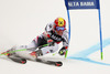 Marcel Hirscher of Austria skiing in first run men giant slalom race of Audi FIS Alpine skiing World cup in Alta Badia Italy. Men giant slalom race of Audi FIS Alpine skiing World cup 2013-2014 was held on Sunday, 22nd of December 2013 on Gran Risa course in Alta Badia, Italy.
