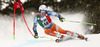 Henrik Kristoffersen of Norway skiing in first run men giant slalom race of Audi FIS Alpine skiing World cup in Alta Badia Italy. Men giant slalom race of Audi FIS Alpine skiing World cup 2013-2014 was held on Sunday, 22nd of December 2013 on Gran Risa course in Alta Badia, Italy.
