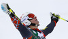 Fifth placed Tim Jitloff of USA reacts in finish of the second run men giant slalom race of Audi FIS Alpine skiing World cup in Alta Badia Italy. Men giant slalom race of Audi FIS Alpine skiing World cup 2013-2014 was held on Sunday, 22nd of December 2013 on Gran Risa course in Alta Badia, Italy.
