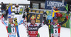 Winner Marcel Hirscher of Austria (M), second placed Alexis Pinturault of France (L) and third placed Ted Ligety of USA (R) celebrate their medals won in men giant slalom race of Audi FIS Alpine skiing World cup in Alta Badia Italy. Men giant slalom race of Audi FIS Alpine skiing World cup 2013-2014 was held on Sunday, 22nd of December 2013 on Gran Risa course in Alta Badia, Italy.
