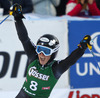 Fifth placed Nadia Fanchini of Italy reacts in finish of second run of women giant slalom race of Audi FIS Alpine skiing World cup in Lienz, Austria. Women giant slalom race of Audi FIS Alpine skiing World cup 2013-2014 was held on Saturday, 28th of December 2013 in Lienz, Austria.
