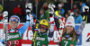 Winner Anna Fenninger of Austria (M), second placed Jessica Lindell-Vikarby of Sweden (L) and third placed Mikaela Shiffrin of USA (R) celebrate their medals won in women giant slalom race of Audi FIS Alpine skiing World cup in Lienz, Austria. Women giant slalom race of Audi FIS Alpine skiing World cup 2013-2014 was held on Saturday, 28th of December 2013 in Lienz, Austria.
