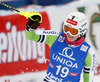 Eighth placed Christina Geiger of Germany reacts in finish of the second run of women slalom race of Audi FIS Alpine skiing World cup in Lienz, Austria. Women slalom race of Audi FIS Alpine skiing World cup 2013-2014 was held on Sunday, 29th of December 2013 in Lienz, Austria.
