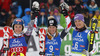 Winner Marlies Schild of Austria (M), second placed Mikaela Shiffrin of USA (L) and third placed Maria Hoefl-Riesch of Germany (R) celebrate their medals won in women slalom race of Audi FIS Alpine skiing World cup in Lienz, Austria. Women slalom race of Audi FIS Alpine skiing World cup 2013-2014 was held on Sunday, 29th of December 2013 in Lienz, Austria.
