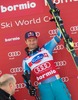 1st place Aksel Lund Svindal of Norway Celebrate on Podium after mens downhill of the Bormio FIS Ski Alpine World Cup at the Stelvio Course in Bormio, Italy on 2013/12/29.
