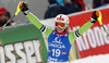 Christina Geiger of Germany reacts in finish of the second run of women slalom race of Audi FIS Alpine skiing World cup in Lienz, Austria. Women slalom race of Audi FIS Alpine skiing World cup 2013-2014 was held on Sunday, 29th of December 2013 in Lienz, Austria.
