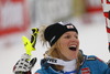 Marlies Schild of Austria reacts in finish of the second run of women slalom race of Audi FIS Alpine skiing World cup in Lienz, Austria. Women slalom race of Audi FIS Alpine skiing World cup 2013-2014 was held on Sunday, 29th of December 2013 in Lienz, Austria.

