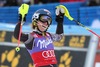 Mikaela Shiffrin Jubel reacts in the finish area after her 2nd un of ladies Slalom of the Bormio FIS Ski World Cup at the Stelvio Course in Bormio, Italy on 2014/01/05.
