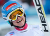 1st place Elisabeth Goergl of Austria reacts in the finish area after her run of ladies downhill of the Altenmarkt Zauchnesee FIS Ski Alpine World Cup at the Kaelberloch course in Zauchensee, Austria on 2014/01/11.
