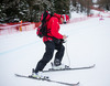 Measurement of the snow temperature during course inspection of ladies downhill of the Altenmarkt Zauchnesee FIS Ski Alpine World Cup at the Kaelberloch course in Zauchensee, Austria on 2014/01/11.
