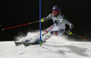 Maria Hoefl-Riesch of Germany skiing in first run of women night slalom race of Audi FIS Alpine skiing World cup in Flachau, Austria. Women night slalom race of Audi FIS Alpine skiing World cup 2013-2014 was held on Tuesday, 14th of January 2014 in Flachau, Austria.

