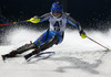 Nathalie Eklund of Sweden skiing in first run of women night slalom race of Audi FIS Alpine skiing World cup in Flachau, Austria. Women night slalom race of Audi FIS Alpine skiing World cup 2013-2014 was held on Tuesday, 14th of January 2014 in Flachau, Austria.
