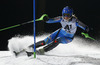 Anna Swenn-Larsson of Sweden skiing in first run of women night slalom race of Audi FIS Alpine skiing World cup in Flachau, Austria. Women night slalom race of Audi FIS Alpine skiing World cup 2013-2014 was held on Tuesday, 14th of January 2014 in Flachau, Austria.
