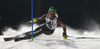 Erin Mielzynski of Canada skiing in first run of women night slalom race of Audi FIS Alpine skiing World cup in Flachau, Austria. Women night slalom race of Audi FIS Alpine skiing World cup 2013-2014 was held on Tuesday, 14th of January 2014 in Flachau, Austria.

