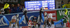 Winner Mikaela Shiffrin of USA (M), second placed Frida Hansdotter of Sweden (L) and third placed Maria Pietilae-Holmner of Sweden (R) celebrate their medals won in women night slalom race of Audi FIS Alpine skiing World cup in Flachau, Austria. Women night slalom race of Audi FIS Alpine skiing World cup 2013-2014 was held on Tuesday, 14th of January 2014 in Flachau, Austria.
