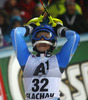 Charlotta Saefvenberg of Sweden reacts in finish of the second run of women night slalom race of Audi FIS Alpine skiing World cup in Flachau, Austria. Women night slalom race of Audi FIS Alpine skiing World cup 2013-2014 was held on Tuesday, 14th of January 2014 in Flachau, Austria.

