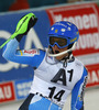 Anna Swenn-Larsson of Sweden reacts in finish of the second run of women night slalom race of Audi FIS Alpine skiing World cup in Flachau, Austria. Women night slalom race of Audi FIS Alpine skiing World cup 2013-2014 was held on Tuesday, 14th of January 2014 in Flachau, Austria.
