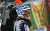 Tanja Poutiainen of Finland reacts in finish of the second run of women night slalom race of Audi FIS Alpine skiing World cup in Flachau, Austria. Women night slalom race of Audi FIS Alpine skiing World cup 2013-2014 was held on Tuesday, 14th of January 2014 in Flachau, Austria.
