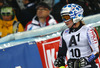 Tanja Poutiainen of Finland reacts in finish of the second run of women night slalom race of Audi FIS Alpine skiing World cup in Flachau, Austria. Women night slalom race of Audi FIS Alpine skiing World cup 2013-2014 was held on Tuesday, 14th of January 2014 in Flachau, Austria.
