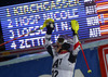 Fifth placed Michaela Kirchgasser of Austria reacts in finish of the second run of women night slalom race of Audi FIS Alpine skiing World cup in Flachau, Austria. Women night slalom race of Audi FIS Alpine skiing World cup 2013-2014 was held on Tuesday, 14th of January 2014 in Flachau, Austria.

