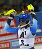Second placed Frida Hansdotter of Sweden reacts in finish of the second run of women night slalom race of Audi FIS Alpine skiing World cup in Flachau, Austria. Women night slalom race of Audi FIS Alpine skiing World cup 2013-2014 was held on Tuesday, 14th of January 2014 in Flachau, Austria.
