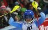 Second placed Frida Hansdotter of Sweden reacts in finish of the second run of women night slalom race of Audi FIS Alpine skiing World cup in Flachau, Austria. Women night slalom race of Audi FIS Alpine skiing World cup 2013-2014 was held on Tuesday, 14th of January 2014 in Flachau, Austria.
