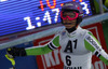 Fourth placed Maria Hoefl-Riesch of Germany reacts in finish of the second run of women night slalom race of Audi FIS Alpine skiing World cup in Flachau, Austria. Women night slalom race of Audi FIS Alpine skiing World cup 2013-2014 was held on Tuesday, 14th of January 2014 in Flachau, Austria.
