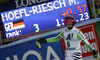 Fourth placed Maria Hoefl-Riesch of Germany reacts in finish of the second run of women night slalom race of Audi FIS Alpine skiing World cup in Flachau, Austria. Women night slalom race of Audi FIS Alpine skiing World cup 2013-2014 was held on Tuesday, 14th of January 2014 in Flachau, Austria.
