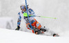 Henrik Kristoffersen of Norway skiing in first run of men slalom race of Audi FIS Alpine skiing World cup in Kitzbuehel, Austria. Men slalom race of Audi FIS Alpine skiing World cup 2013-2014 was held on Friday, 24th of January 2014 in Kitzbuehel, Austria.
