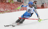 Axel Baeck of Sweden skiing in first run of men slalom race of Audi FIS Alpine skiing World cup in Kitzbuehel, Austria. Men slalom race of Audi FIS Alpine skiing World cup 2013-2014 was held on Friday, 24th of January 2014 in Kitzbuehel, Austria.
