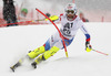 Markus Vogel of Switzerland skiing in first run of men slalom race of Audi FIS Alpine skiing World cup in Kitzbuehel, Austria. Men slalom race of Audi FIS Alpine skiing World cup 2013-2014 was held on Friday, 24th of January 2014 in Kitzbuehel, Austria.
