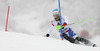Luca Aerni of Switzerland skiing in first run of men slalom race of Audi FIS Alpine skiing World cup in Kitzbuehel, Austria. Men slalom race of Audi FIS Alpine skiing World cup 2013-2014 was held on Friday, 24th of January 2014 in Kitzbuehel, Austria.
