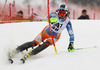 Sebastian-Foss Solevaag of Norway skiing in first run of men slalom race of Audi FIS Alpine skiing World cup in Kitzbuehel, Austria. Men slalom race of Audi FIS Alpine skiing World cup 2013-2014 was held on Friday, 24th of January 2014 in Kitzbuehel, Austria.
