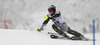 Santeri Paloniemi of Finland skiing in first run of men slalom race of Audi FIS Alpine skiing World cup in Kitzbuehel, Austria. Men slalom race of Audi FIS Alpine skiing World cup 2013-2014 was held on Friday, 24th of January 2014 in Kitzbuehel, Austria.
