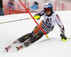 Santeri Paloniemi of Finland skiing in first run of men slalom race of Audi FIS Alpine skiing World cup in Kitzbuehel, Austria. Men slalom race of Audi FIS Alpine skiing World cup 2013-2014 was held on Friday, 24th of January 2014 in Kitzbuehel, Austria.
